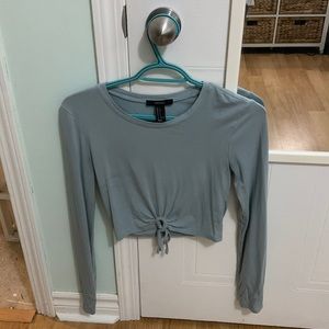 Light blue long sleeve crop top